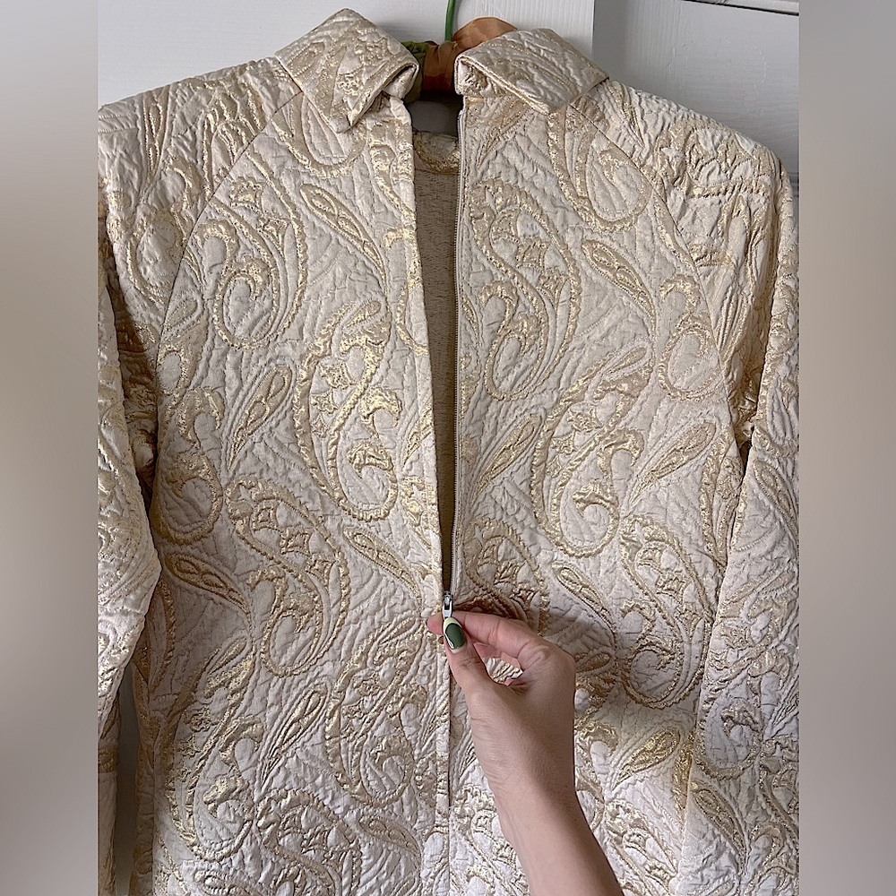 V I N T A G E   60s / 70s gold brocade dress - Picture 3 of 4